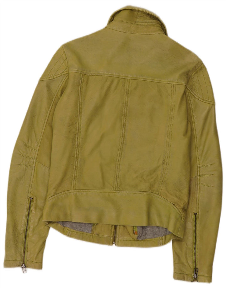 Freaky Nation Dame Læderjakke UK 10 Lille Grønt Læder