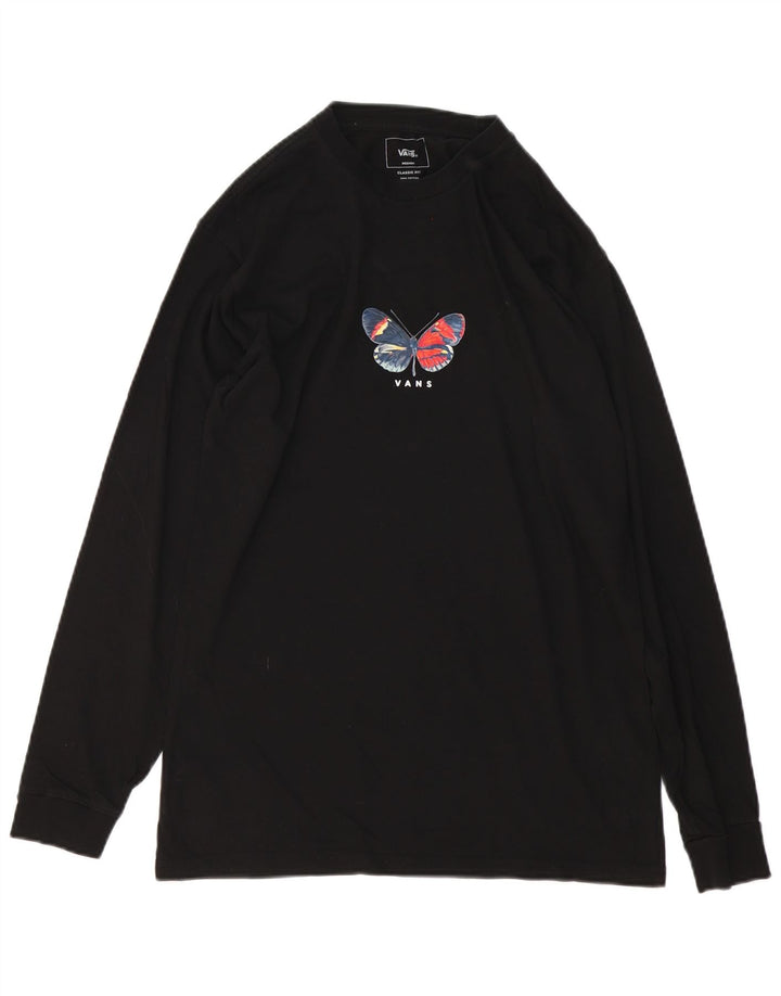 Vans Herre Classic Fit Grafisk Top Langærmet Medium Sort Bomuld Sommerfugl