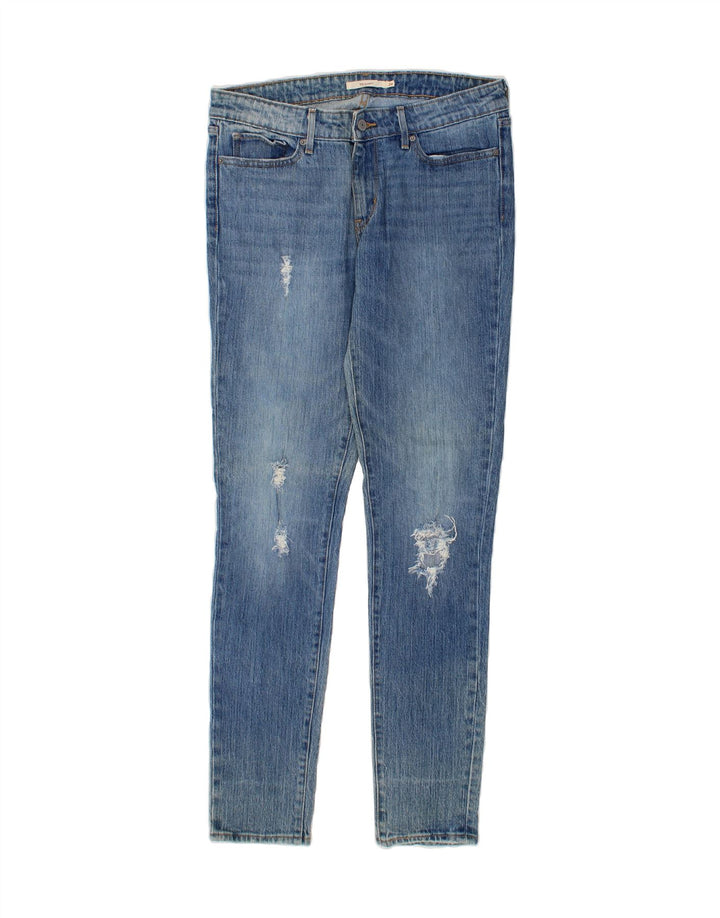 LEVI'S Womens 711 Distressed Skinny Jeans W29 L32 Blue Cotton Vintage Levi's and Second-Hand Levi's from Messina Hembry 