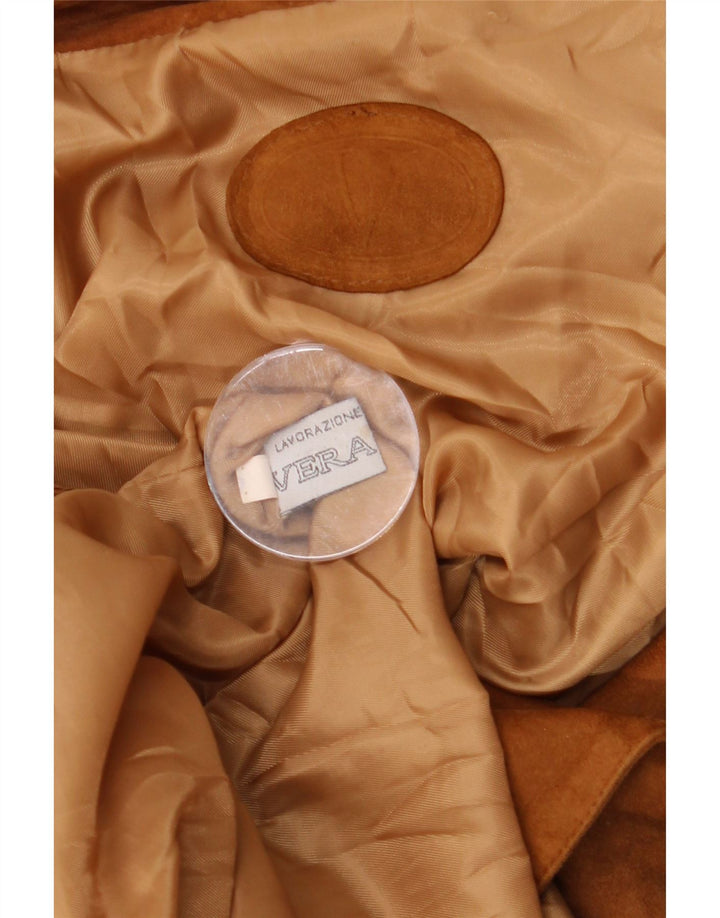 VINTAGE Dame Ruskind Overfrakke UK 20 2XL Beige Læder