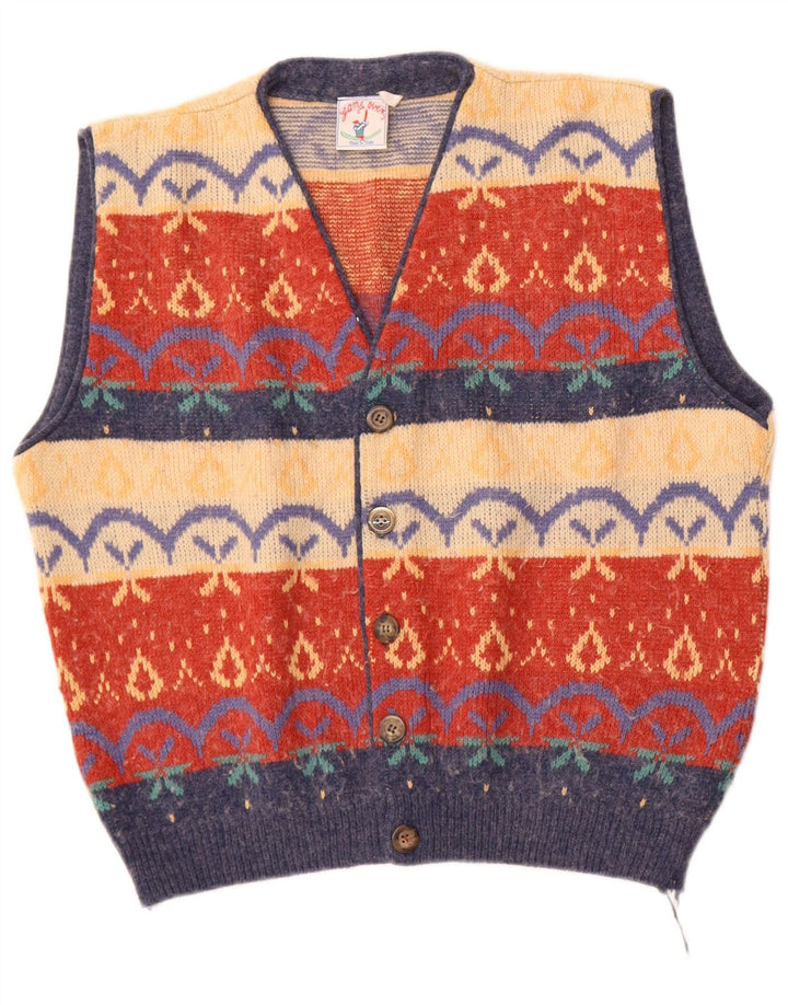 Vintage herre cardigan sweater IT 50 Medium Flerfarvet Fair Isle