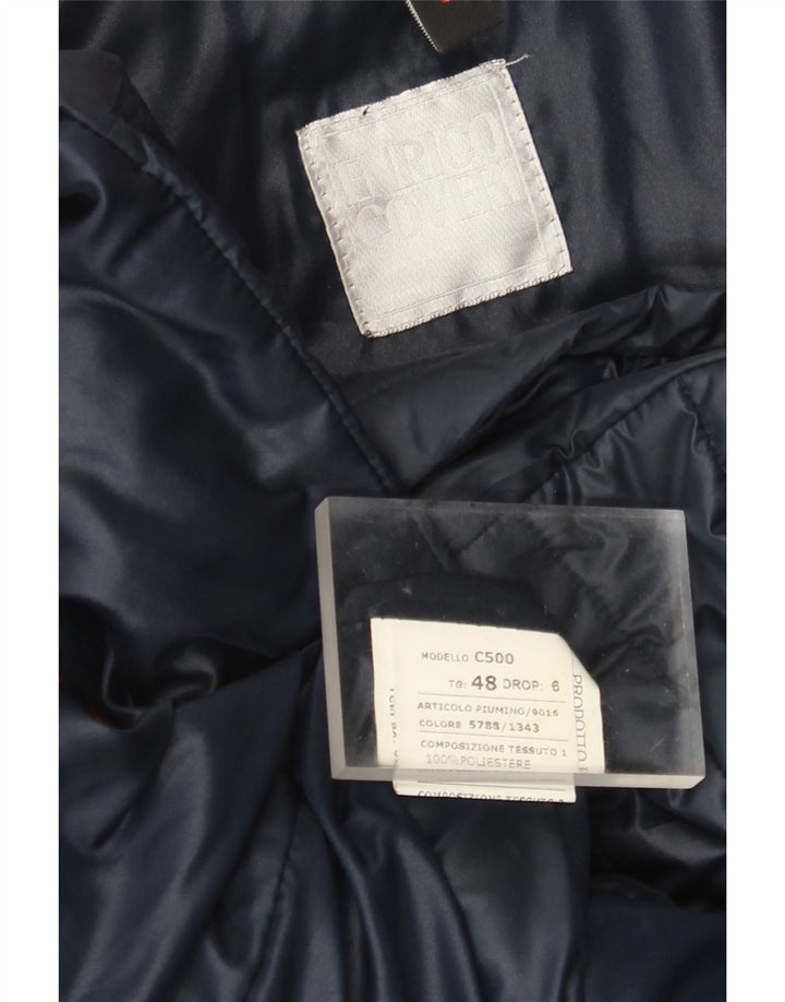 Enrico Coveri 3/4-ærmet polstret jakke til kvinder IT 48 XL marineblå polyester