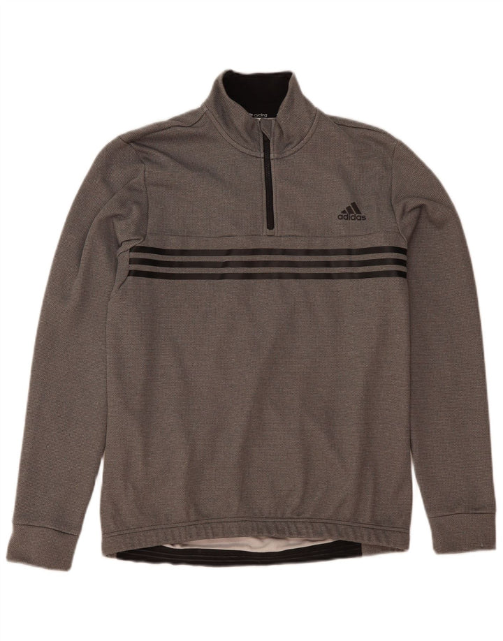 Adidas Sweatshirt med lynlås til mænd, stor grå polyester