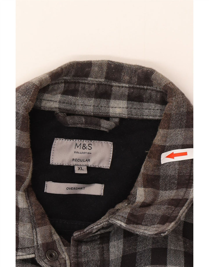 Marks & Spencer Herre Regular Fit Overshirt Flanellskjorte XL Grå Gingham