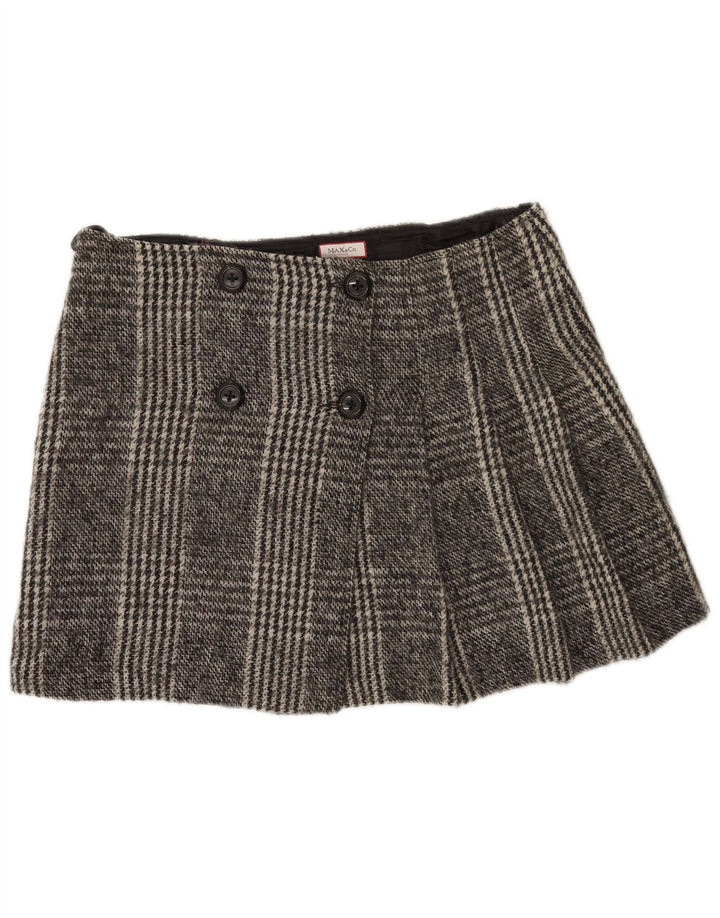 Max & Co. Kvinders Mini Wrap Nederdel UK 14 Large W34 Grey Check Wool