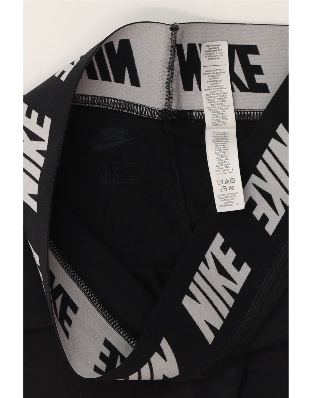 NIKE Grafiske Leggings til kvinder UK 14 Medium Sort Bomuld