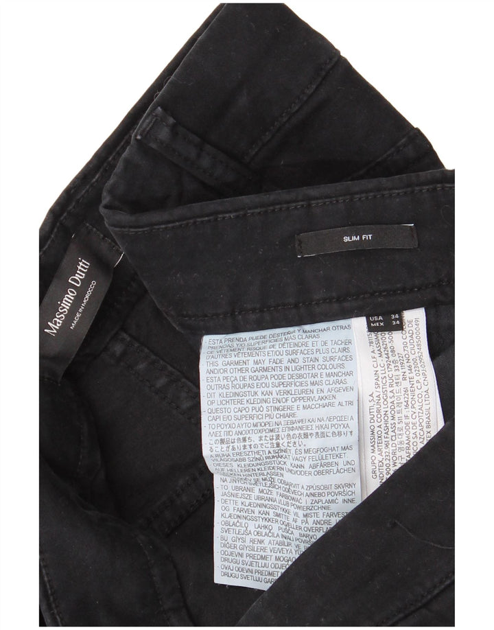 MASSIMO DUTTI Herre Slim Fit Casual Bukser W34 L31 Sort Bomuld