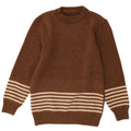 Vintage herre rund hals sweater medium brun stribet