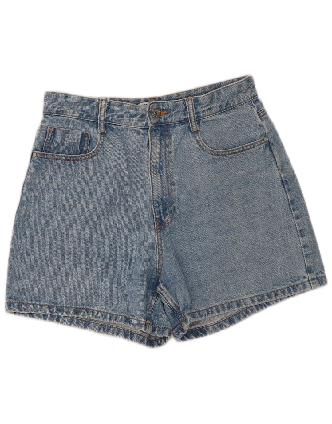 Zara Dame højtaljede denimshorts EU 40 Medium W30 Blå