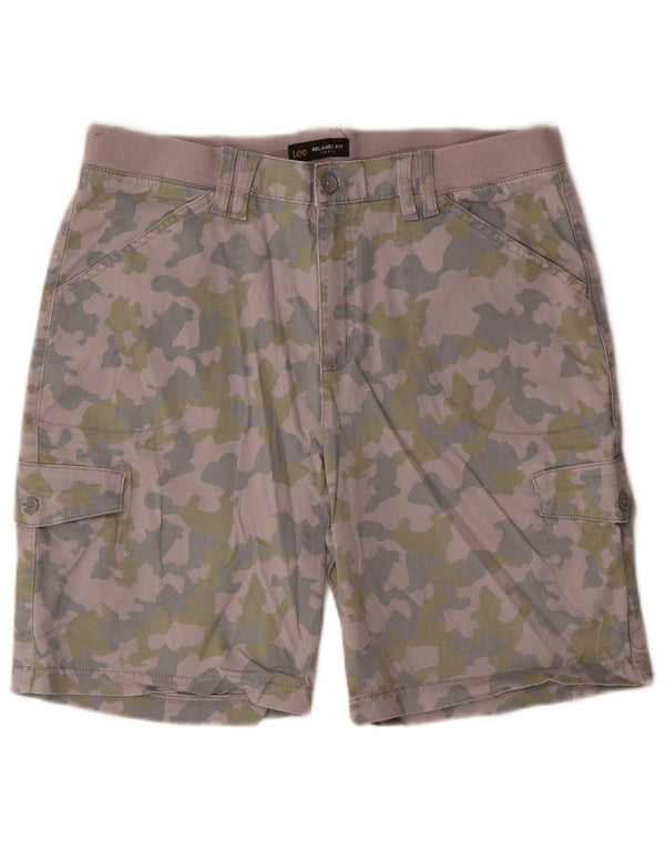Lee Dame Mid Rise Cargo Shorts US 14 XL W36 Lilla Camouflage Bomuld