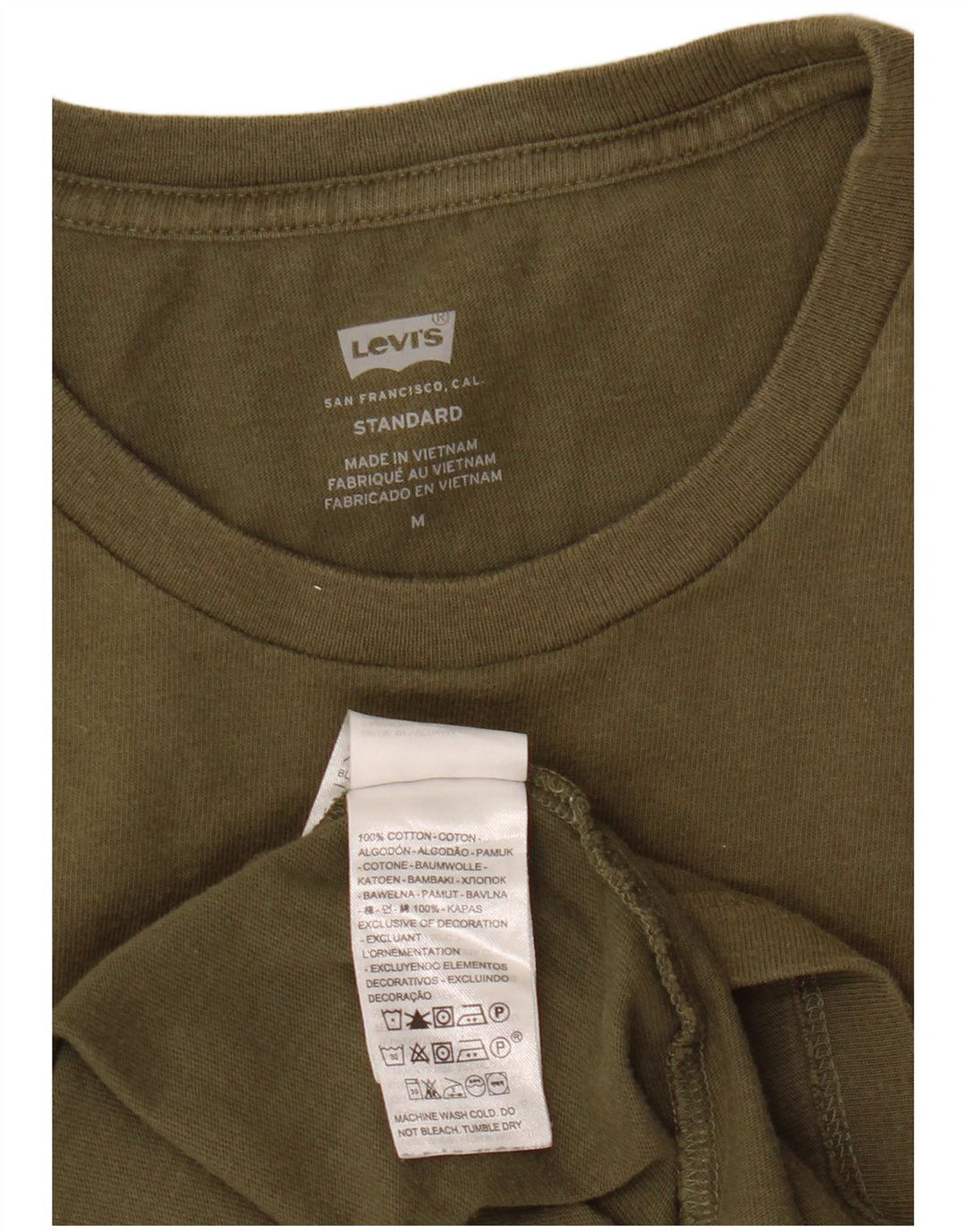 LEVI'S Herre Standard Fit T-Shirt Top Medium Khaki Bomuld