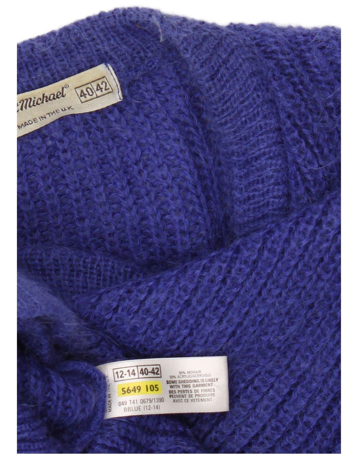 St Michael Dame Cardigan Sweater UK 12/14 Medium Blue Mohair