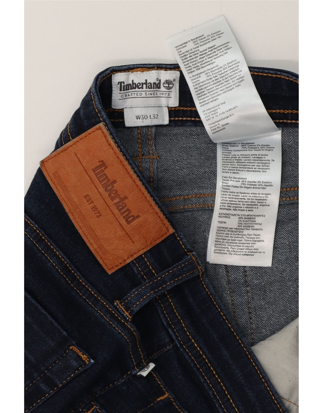 Timberland Slim Jeans til mænd W30 L32 Marineblå bomuld