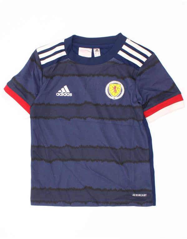 Adidas Boys Aeroready T-Shirt Top 5-6 år Marineblå stribet polyester