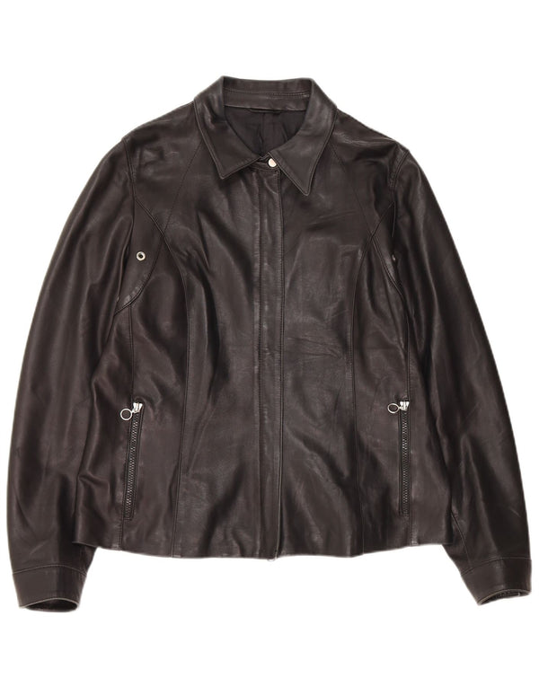 Vintage Womens Leather Jacket UK 14 Medium Black Leather