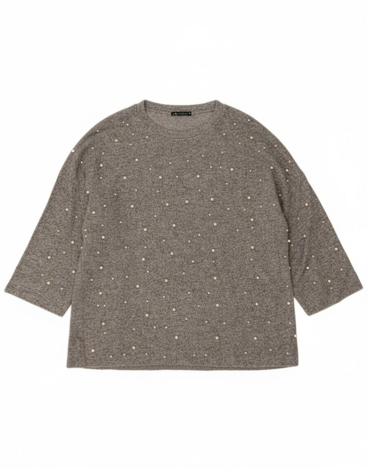 Zara Dame Oversized Crew Neck sweater UK 14 Medium Grey