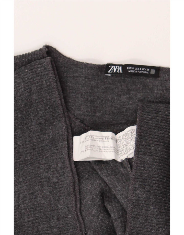 Zara Dame Oversized T-Shirt Top UK 10 Small Grå Polyester