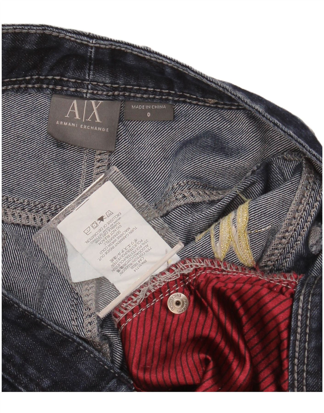 ARMANI EXCHANGE Dame Grafiske Slim Jeans US 0 XS W28 L28 Blå Bomuld