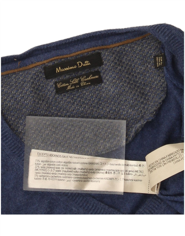 Massimo Dutti Herre V-hals sweater XL marineblå bomuld