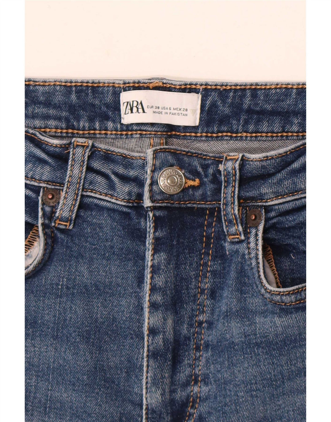 Zara Womens Cropped Jeans EU 38 Small W28 L24 Blue