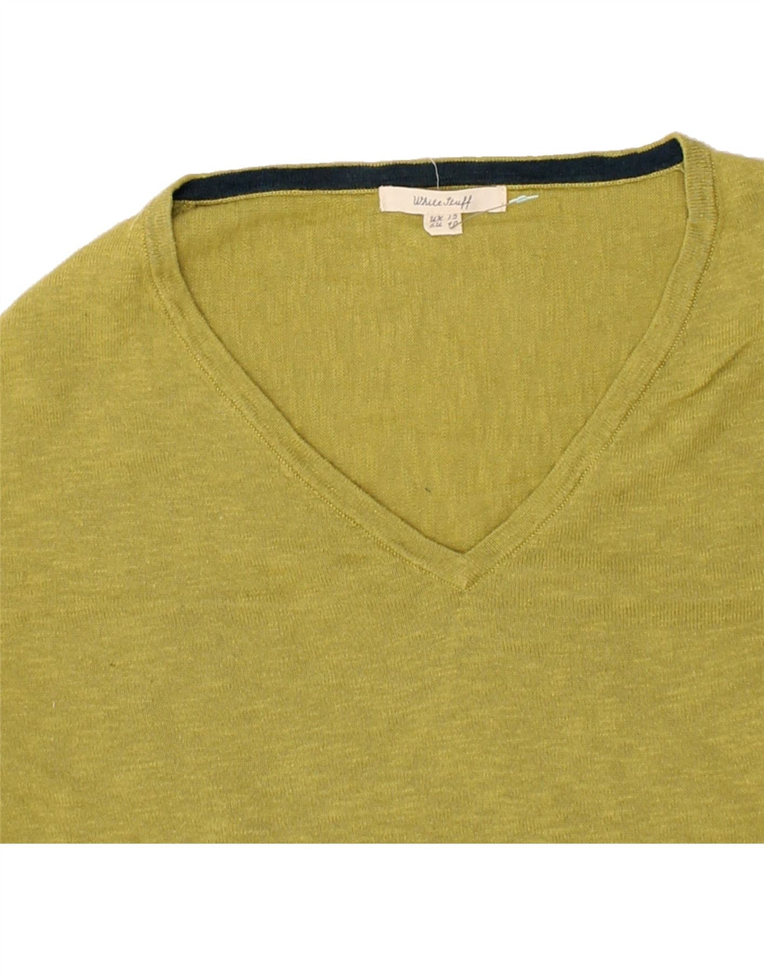 WHITE STUFF Womens V-Neck Jumper Sweater UK 12 Medium Green Cotton Vintage White Stuff and Second-Hand White Stuff from Messina Hembry 
