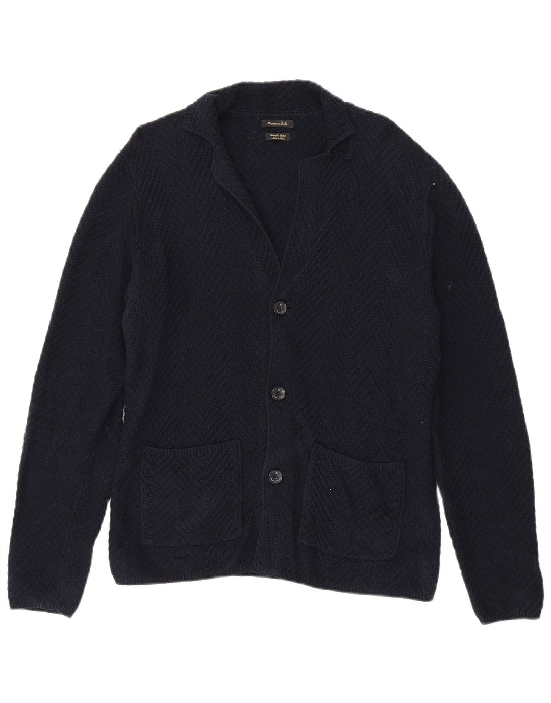 Massimo Dutti Herre Cardigan Sweater Medium Marineblå Bomuld
