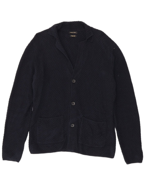 Massimo Dutti Herre Cardigan Sweater Medium Marineblå Bomuld