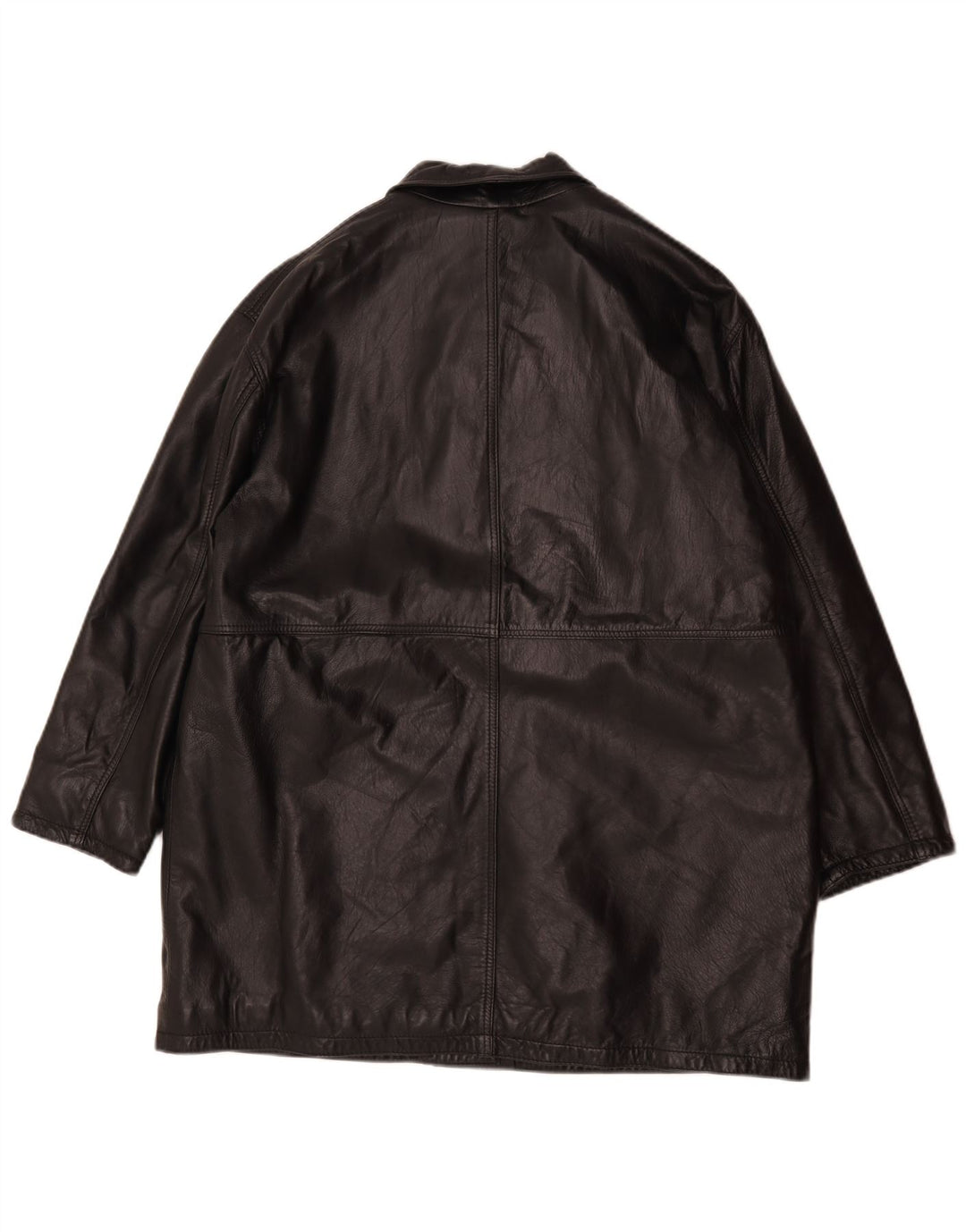 Vintage Dame Oversized Læderjakke IT 44 Medium Sort Læder
