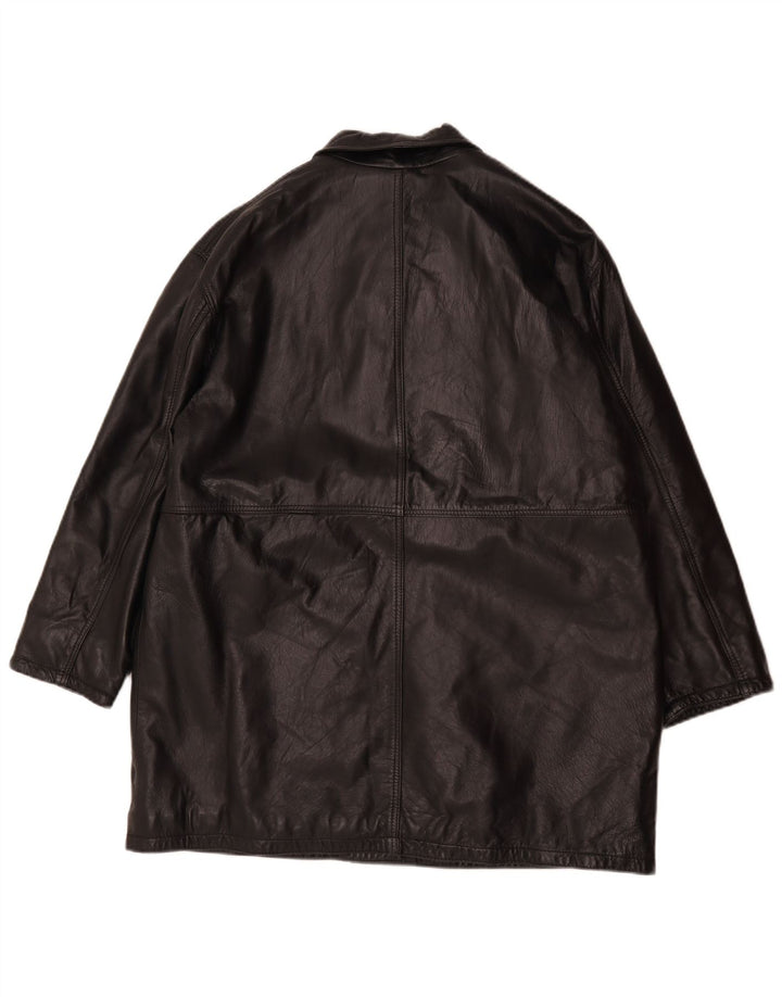 Vintage Dame Oversized Læderjakke IT 44 Medium Sort Læder