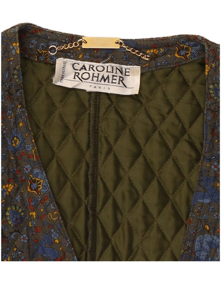 Caroline Rohmer Dame 1 Knap Blazer Jakke UK 12 Medium Khaki Floral