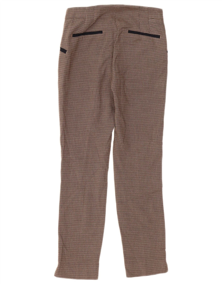 Zara Dame Slim Casual Bukser Små W26 L28 Brun ternet