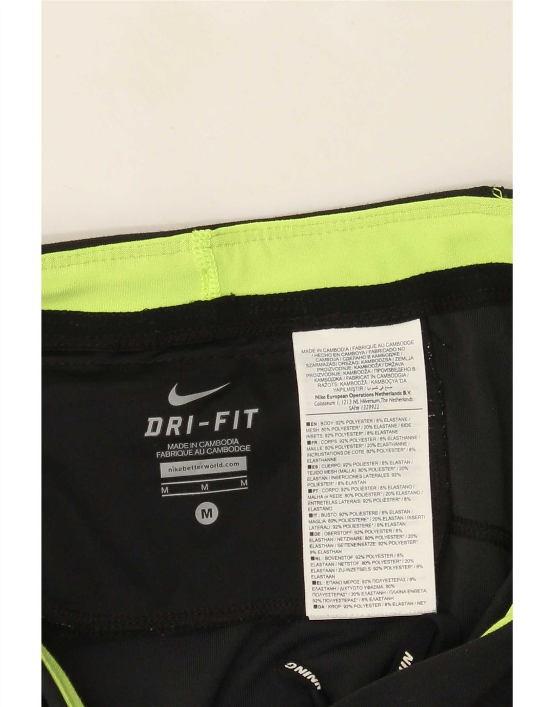 Nike Dame Dri Fit Capri Leggings UK 12 Medium Sort Colourblock Polyester