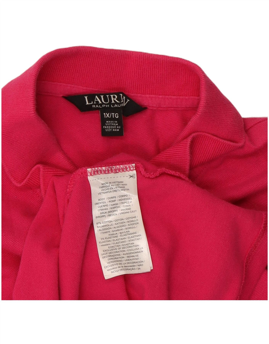 RALPH LAUREN Dame poloshirt UK 18 XL Pink Bomuld
