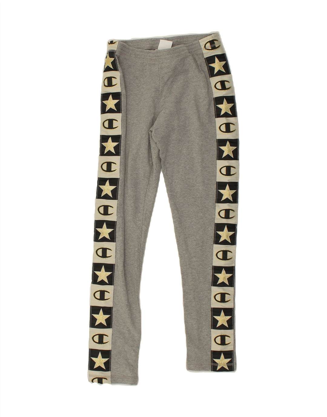 CHAMPION Womens Graphic Leggings UK 12 Medium Grey Geometric Cotton | Vintage Champion | Thrift | Second-Hand Champion | Used Clothing | Messina Hembry 