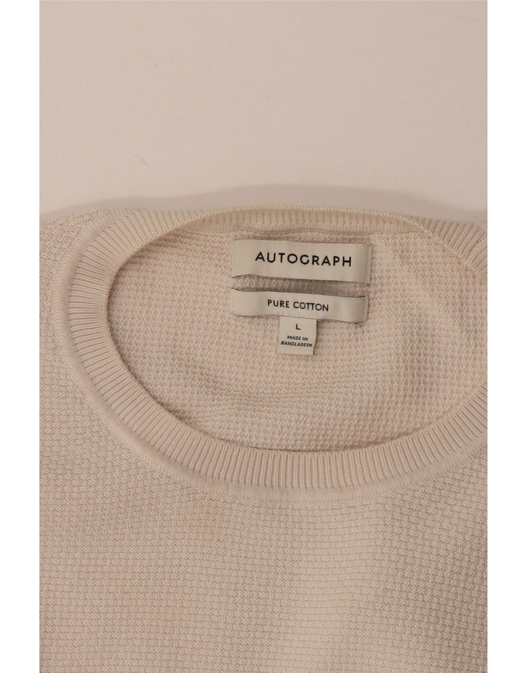Marks & Spencer Herre Autograph Crew Neck Jumper Sweater Stor hvid Bomuld