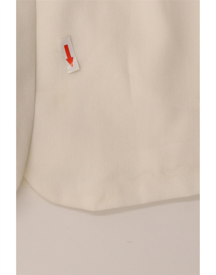 Wit Boy Dame 3 Button Blazer Jacket UK 10 Small Off White Polyester