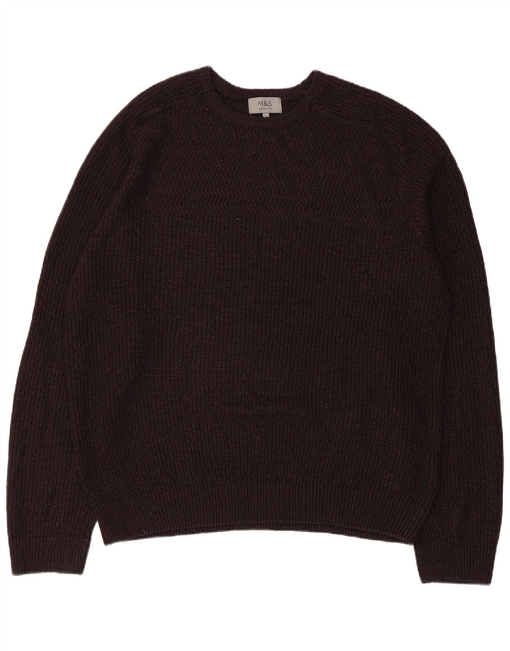 Marks & Spencer Herre sweater med rund hals XL brun akryl