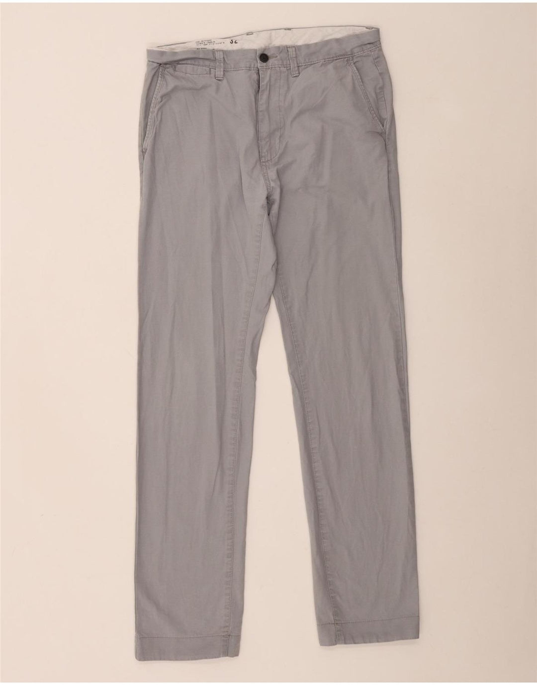 Marks & Spencer Straight Chino-bukser til mænd W32 L33 Grå bomuld