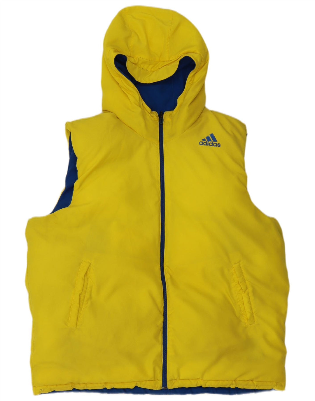 ADIDAS Herre Hætte Vendbar Polstret Gilet UK 42 XL Blå