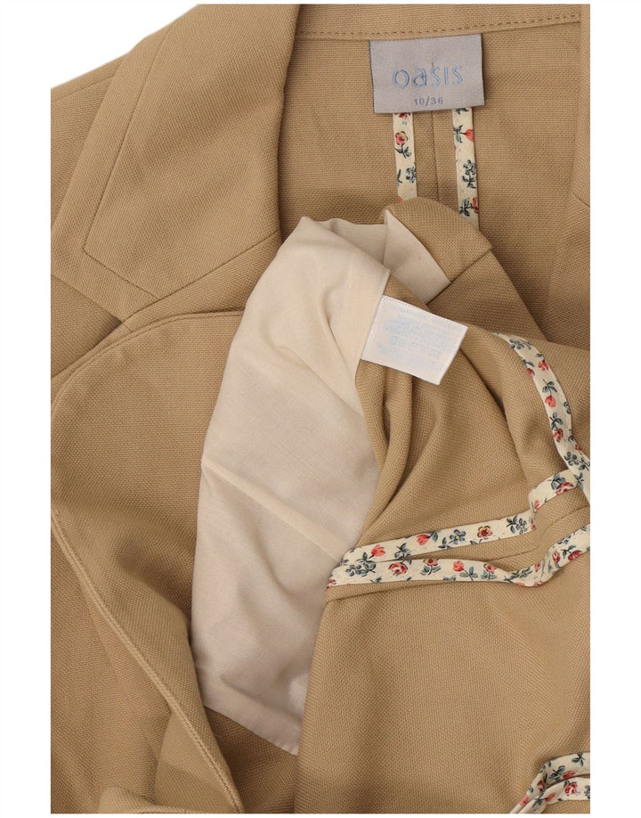Oasis Dame 1 Knap Blazer Jacket UK 10 Small Beige Bomuld
