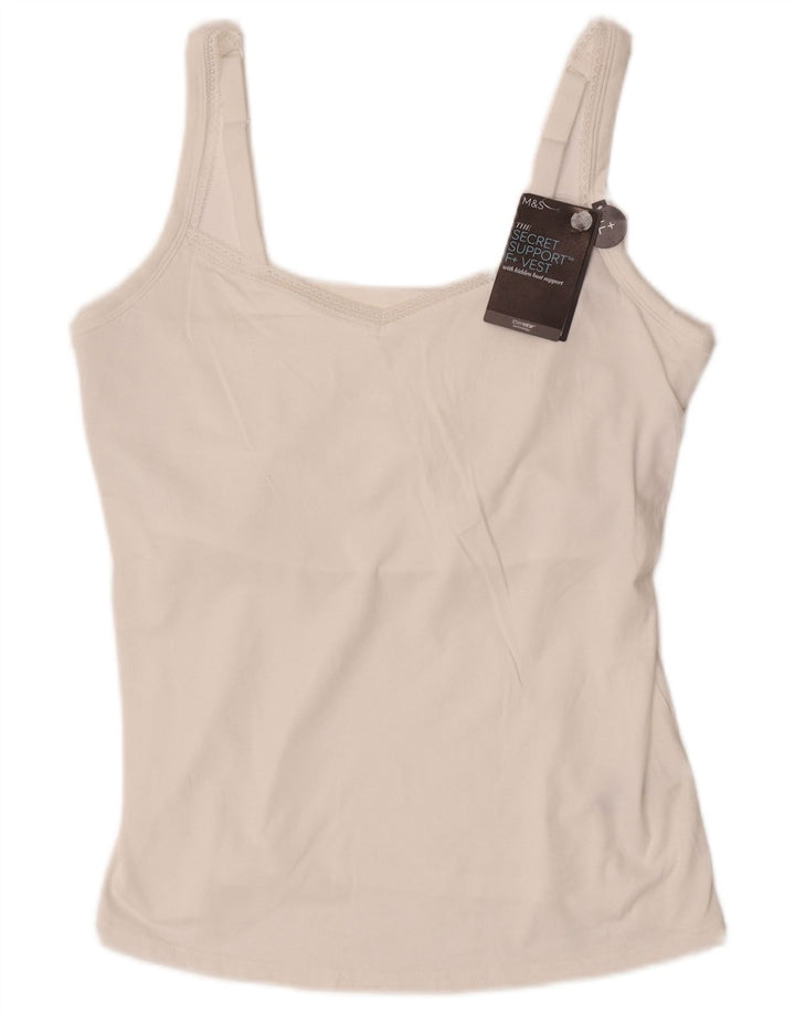Marks & Spencer Dame Crop Cami Top UK 20 2XL Hvid Bomuld