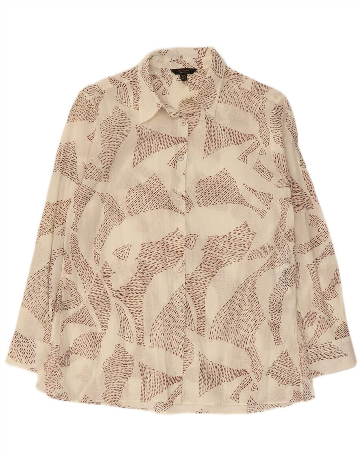 Massimo Dutti kvinders abstrakt mønster skjorte EU 38 Lille hvid bomuld