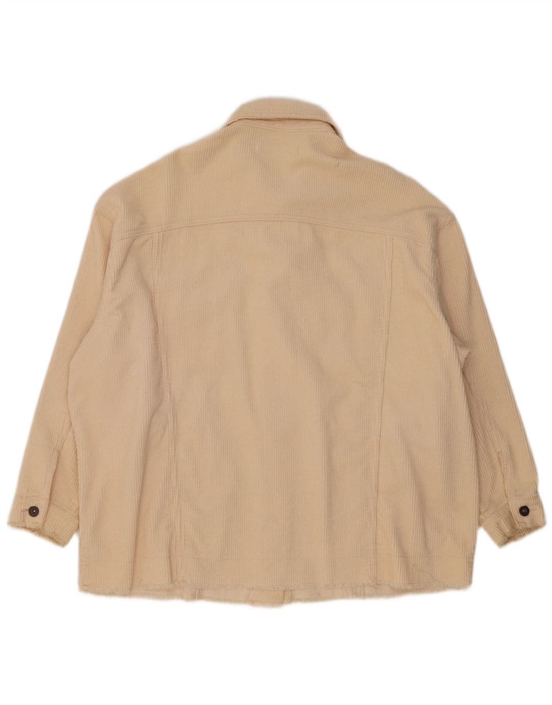 Zara Dame Oversized Corduroy Jacket UK 18 XL Off White Bomuld