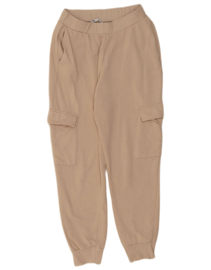 Zara Dame Cargo Træningsdragt Bukser Joggers Large Beige