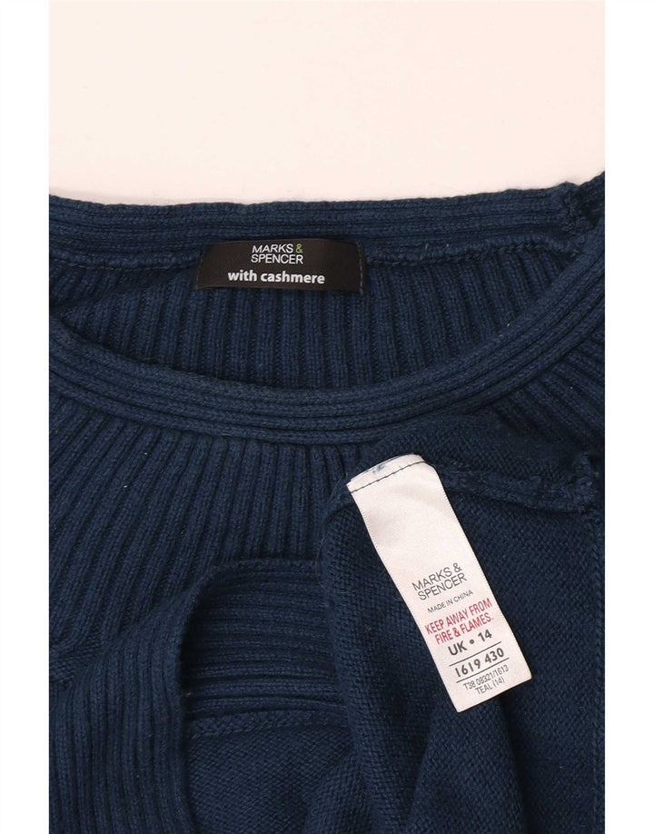 Marks & Spencer Dame Boat Neck Jumper Sweater UK 14 Medium Blue
