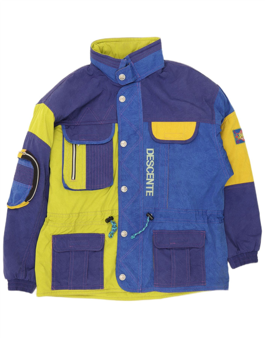 Descente Herre Grafisk Hætte Skijakke IT 56 2XL Blå Colourblock