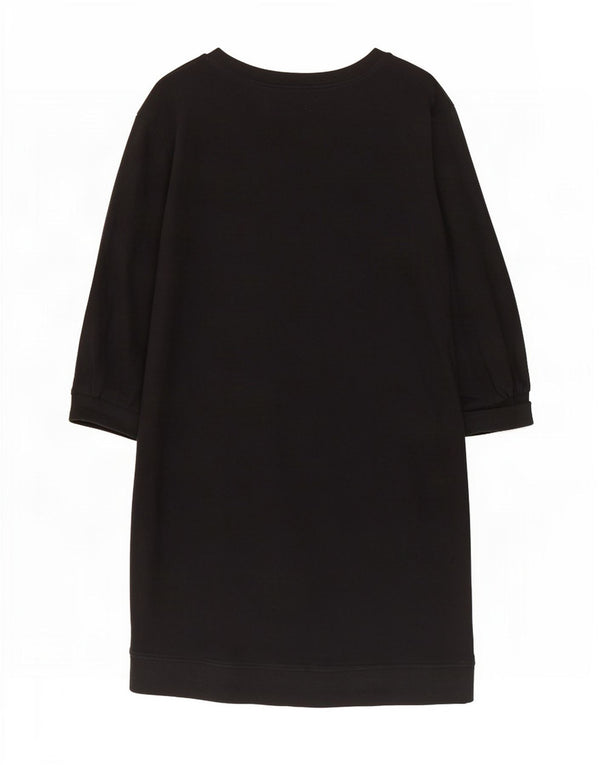 Zara Dame Langærmet Sweatshirt Jumper Kjole UK 16 Stor Sort Bomuld