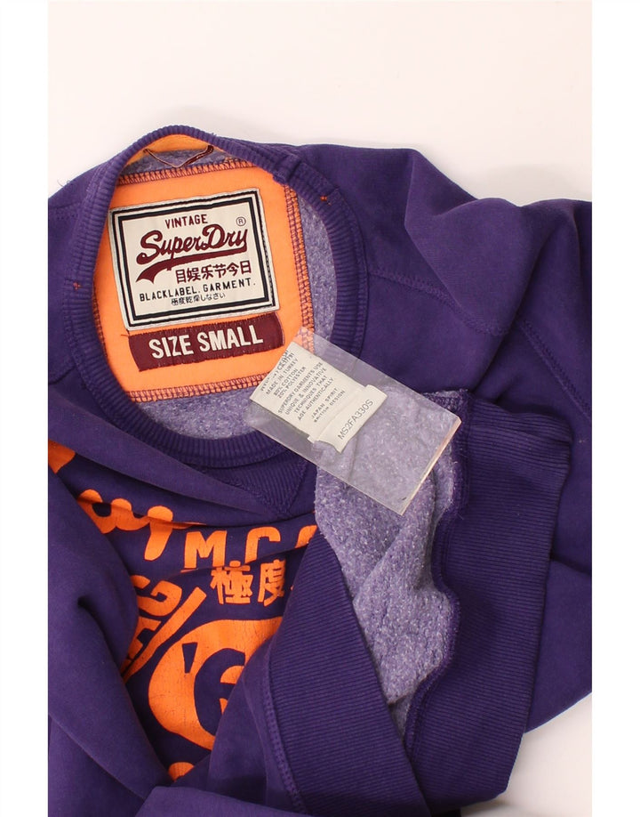 SUPERDRY Womens Oversized Graphic Sweatshirt Jumper UK 10 Small Purple Vintage Superdry and Second-Hand Superdry from Messina Hembry 