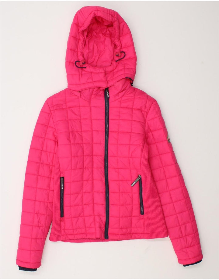 Superdry Polstret hættejakke til kvinder UK 12 Medium Pink Nylon