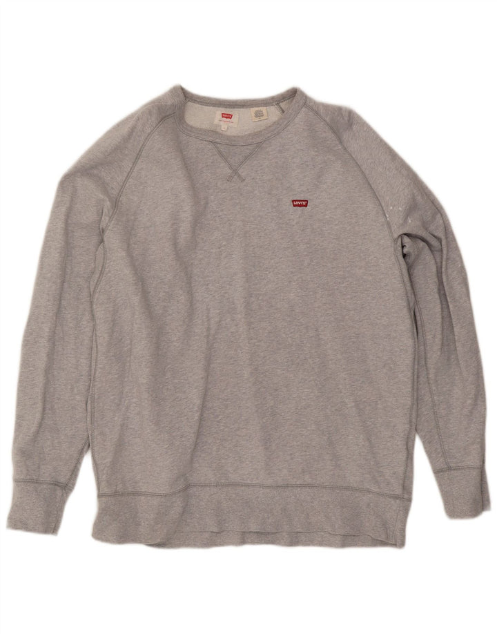Levi's Sweatshirt-trøje til mænd, stor grå flækket bomuld